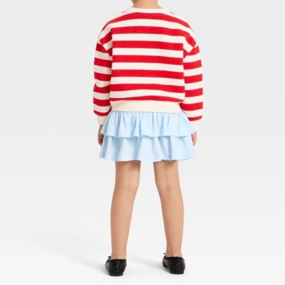 Dr Seuss Thing 1 & 2 Kids Striped Sweatshirt and Ruffle Skirt Set Red Blue 18M - Picture 5 of 7